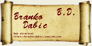 Branko Dabić vizit kartica